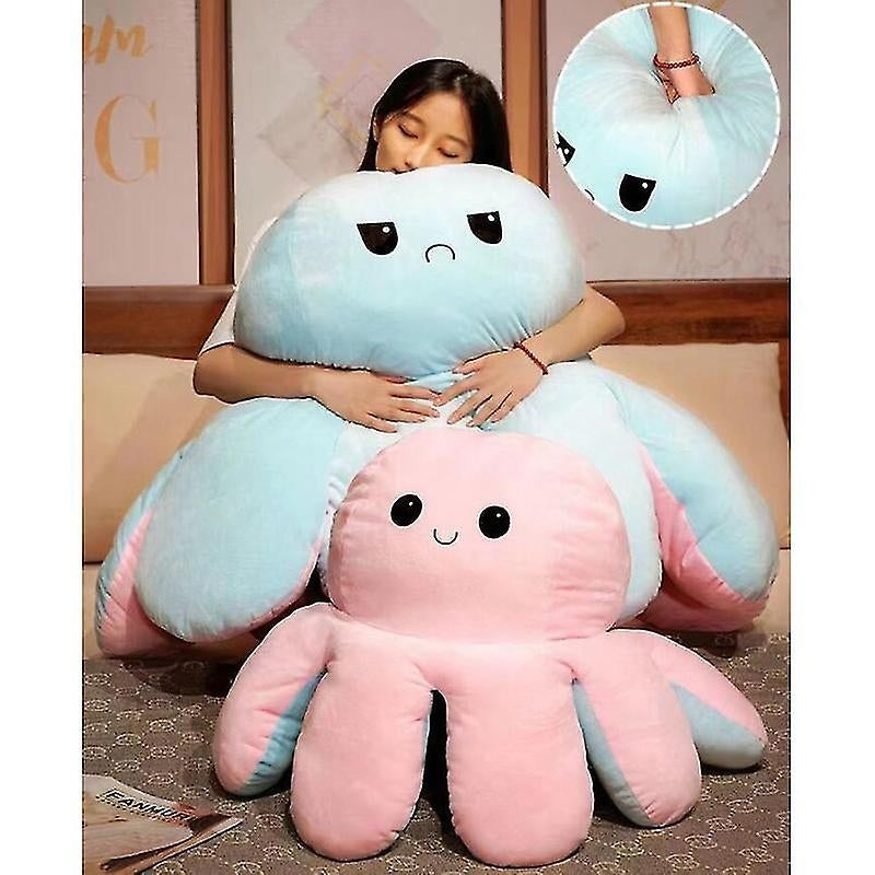 Double-sided blue octopus plush toy, pillow toy blue - Perfect Blue 90cm-max Blue 90cm