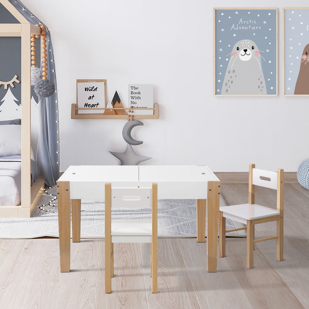 KEEZI 3PCE TABLE CHAIRS STORAGE SET