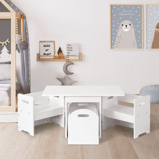 KEEZI 3PCE STORAGE ACTIVITY TABLE CHAIRS SET
