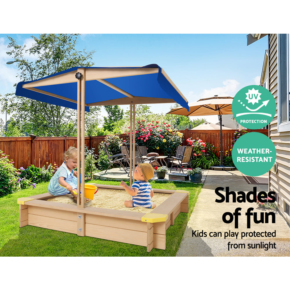 KEEZI KIDS FIRWOOD SANDBOX WITH CANOPY