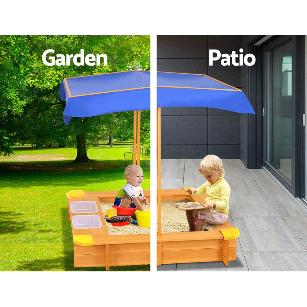 KEEZI KIDS WOODEN SANDBOX WITH CANOPY