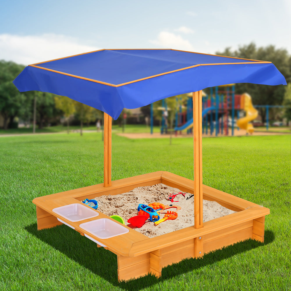 KEEZI KIDS WOODEN SANDBOX WITH CANOPY