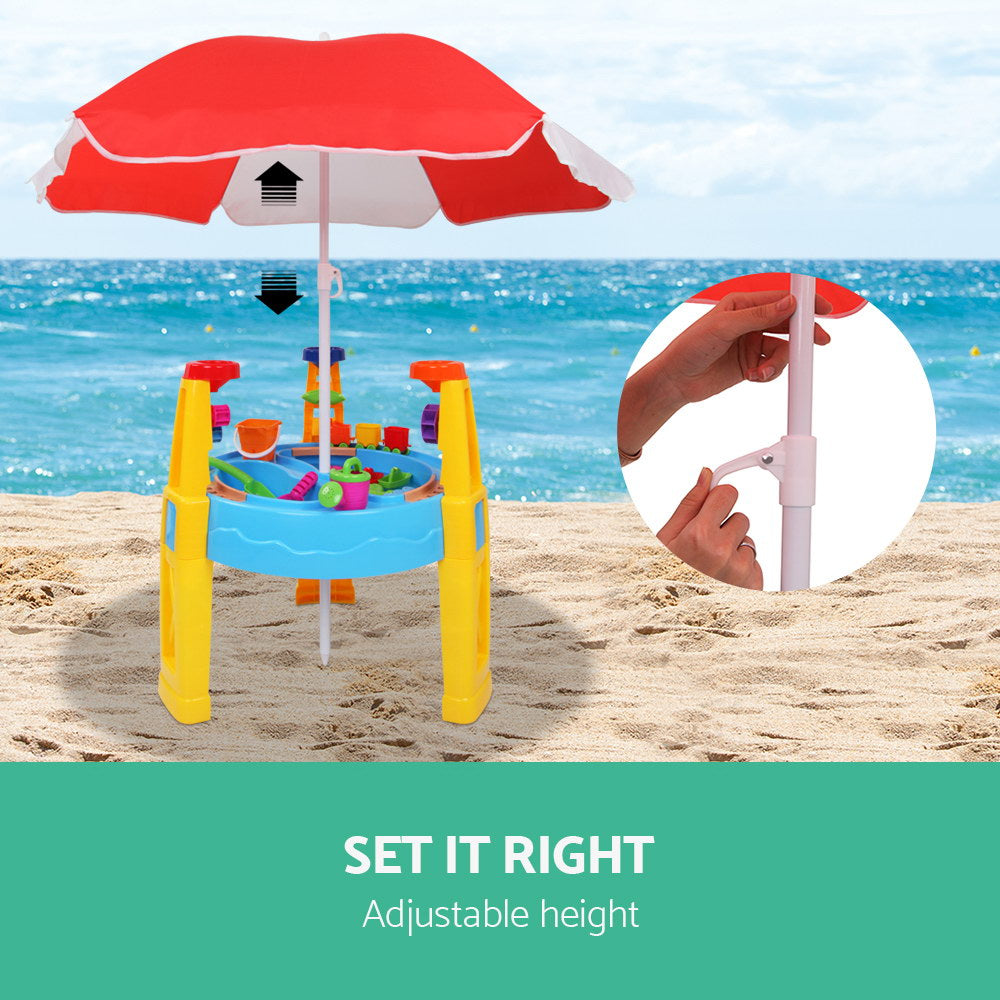 KEEZI KIDS SAND & WATER PLAY SET WITH UMBRELLA