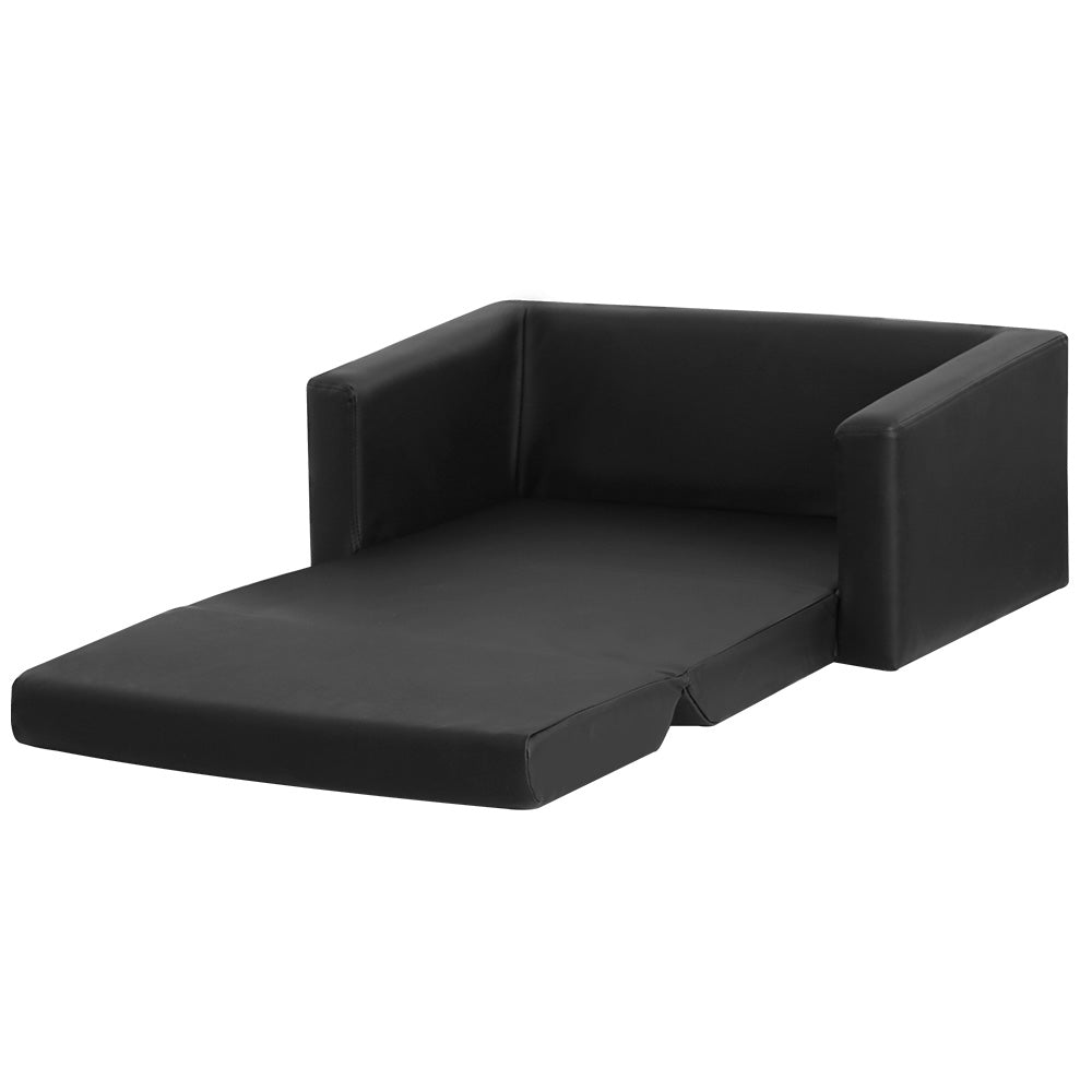 KEEZI KIDS 2 SEATER FOLD OUT PU LEATHER SOFA