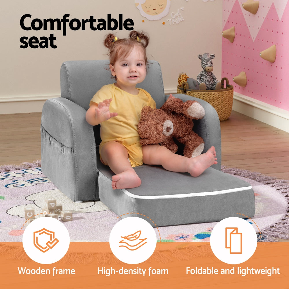 KEEZI KIDS ARMCHAIR LOUNGER - GREY